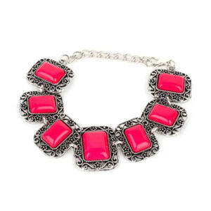 New Pink Beaded Silver Chain Casual Bracelet Women's Jewelry